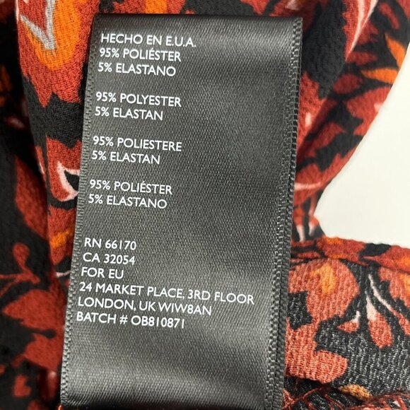 Free People Floral Wrap Mini Dress Brown Rust Ruffle Hem Boho Cottagecore XS - Picture 6 of 11